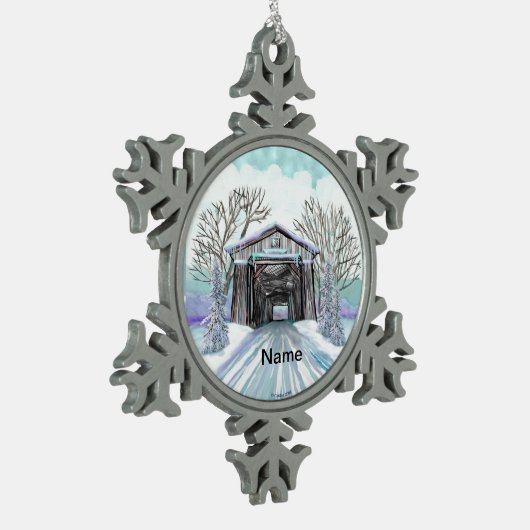 Winterbrug Tin Sneeuwvlok Ornament (Links)