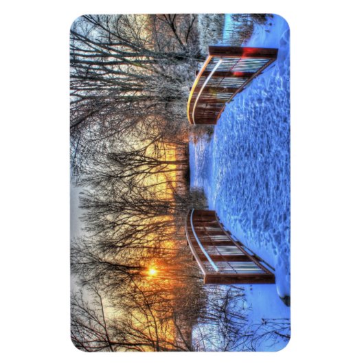 Winterbrug zonsondergang Flexibele Magneet (Verticaal)