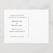 Winterbruid en bruidegom Save the Date Briefkaarte Aankondigingskaart (Achterkant)