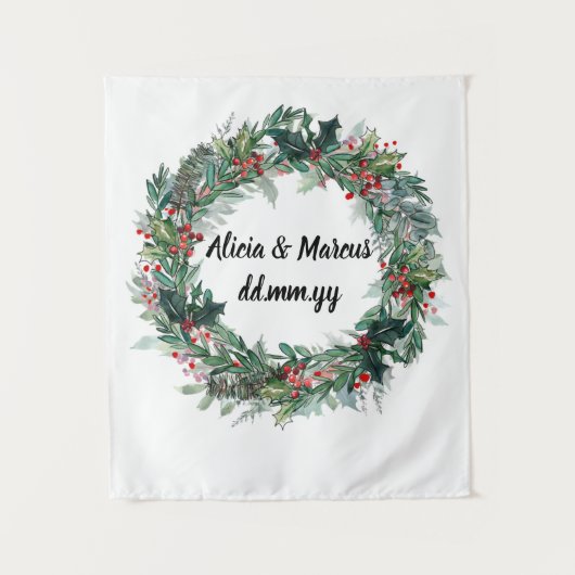 Winterbruiloft achtergrond, foto-opname Booth Wandkleed (Voorkant)