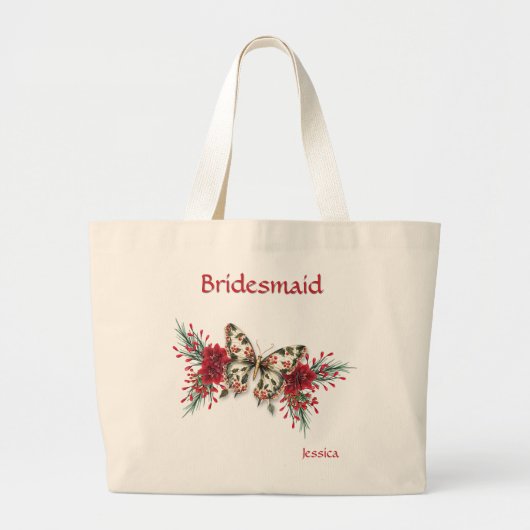 Winterbruiloft  Butterfly Poinsettia Grote Tote Bag (Voorkant)