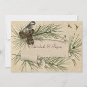 Winterbruiloft, dennenappels zwart Pet Chicadee Kaart (Voorkant)