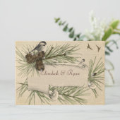 Winterbruiloft, dennenappels zwart Pet Chicadee Kaart (Staand voorkant)