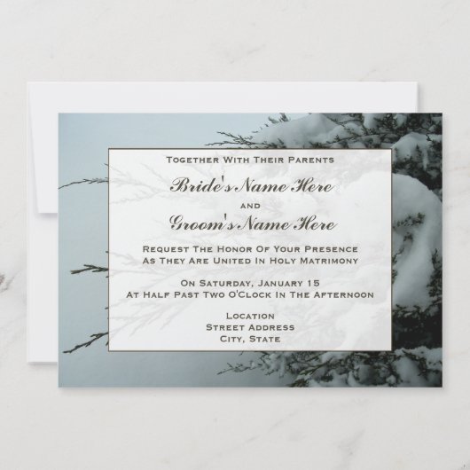 Winterbruiloft Evergreen - boom met sneeuw Kaart (Achterkant)