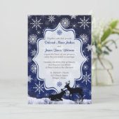 Winterbruiloft | FAUX jute, sneeuwvlokken, herten Kaart (Staand voorkant)
