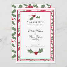 Winterbruiloft Holly Save The Date Kaart