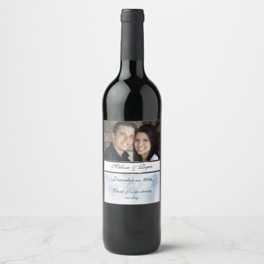 Winterbruiloft, Kerstmis, Snowflakes, Aangepast Wijn Etiket (Voorkant)