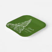 Winterbruiloft met groene kerstbomen papieren bordje (Gebogen)