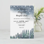 Winterbruiloft met nevy blue sky-boom kaart (Staand voorkant)