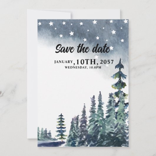 Winterbruiloft met nevy blue sky-boom kaart (Achterkant)