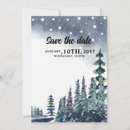 Winterbruiloft met nevy blue sky-boom kaart