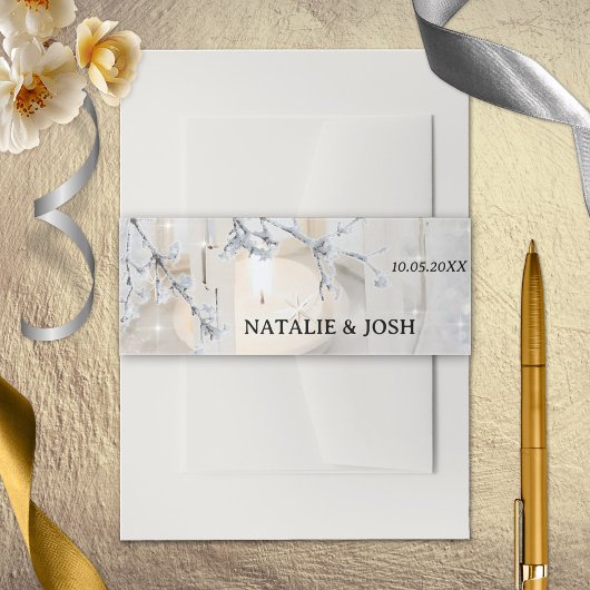 winterbruiloft op sneeuwbalgarnaal uitnodigingen wikkel