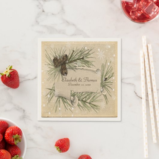 Winterbruiloft, pijnbomen, aangepast papier luiers servet (Insitu)