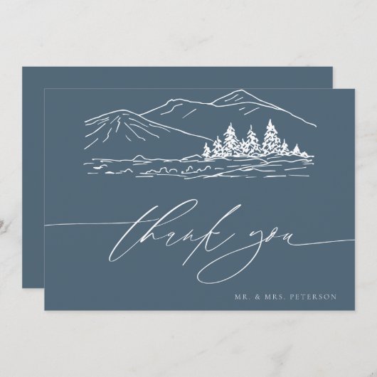 Winterbruiloft | Pine Tree Forest rustieke bergen Bedankkaart (Voorkant / Achterkant)
