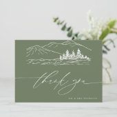 Winterbruiloft | Pine Tree Forest rustieke bergen Bedankkaart (Staand voorkant)