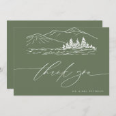 Winterbruiloft | Pine Tree Forest rustieke bergen Bedankkaart (Voorkant / Achterkant)