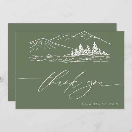Winterbruiloft | Pine Tree Forest rustieke bergen Bedankkaart (Voorkant / Achterkant)