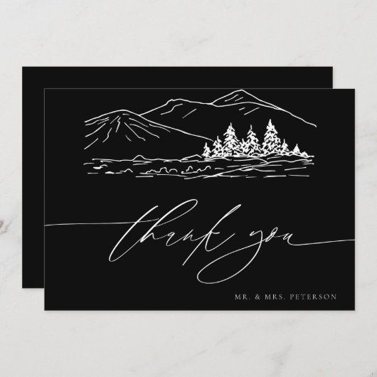 Winterbruiloft | Pine Tree Forest rustieke bergen Bedankkaart (Voorkant / Achterkant)