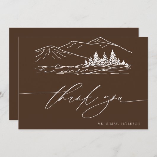 Winterbruiloft | Pine Tree Forest rustieke bergen Bedankkaart (Voorkant / Achterkant)