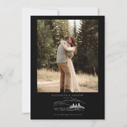Winterbruiloft | Pine Tree Forest rustieke bergen Kaart (Achterkant)