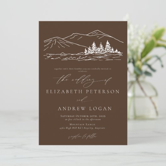 Winterbruiloft | Pine Tree Forest rustieke bergen Kaart (Staand voorkant)