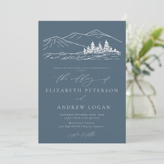 Winterbruiloft | Pine Tree Forest rustieke bergen Kaart (Staand voorkant)