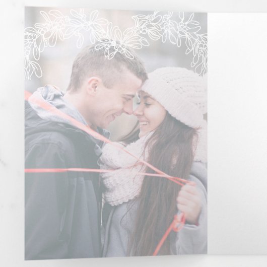 Winterbruiloft rode witte mistletoe botanische drieluik programma (Binnenzijde eerst)