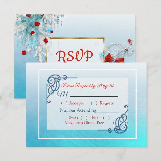 Winterbruiloft RSVP-kaart RSVP Kaartje (Voorkant / Achterkant)