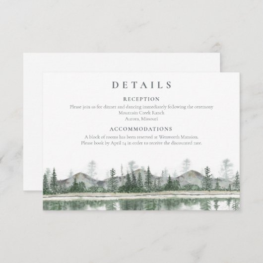 Winterbruiloft | Rustieke bergen Details Informatiekaartje (Voorkant / Achterkant)