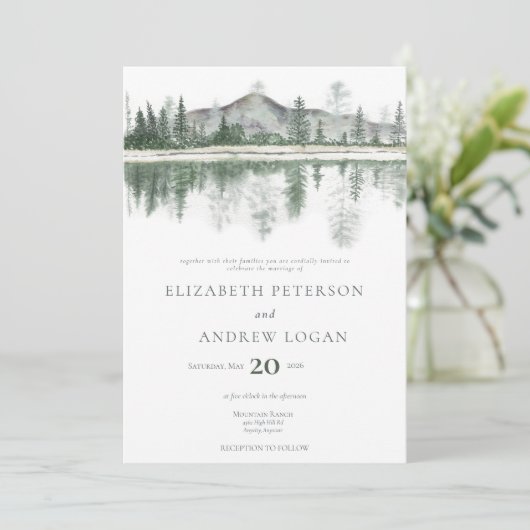 Winterbruiloft | Rustieke bergen Kaart (Staand voorkant)