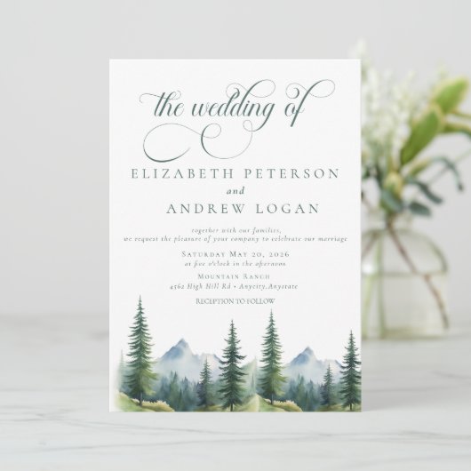 Winterbruiloft | Rustieke bergen | QR-code uitnodi Kaart (Staand voorkant)