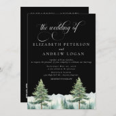 Winterbruiloft | Rustieke bergen | QR-code uitnodi Kaart (Voorkant / Achterkant)
