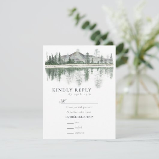 Winterbruiloft | Rustieke bergen RSVP Kaartje (Staand voorkant)