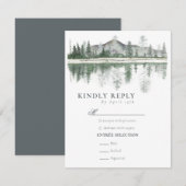 Winterbruiloft | Rustieke bergen RSVP Kaartje (Voorkant / Achterkant)