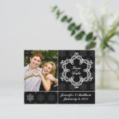 Winterbruiloft Save the Date Briefkaart - B&W (Staand voorkant)