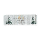 Winterbruiloft Sparkle Snowflakes Pine Trees Etiket (Voorkant)