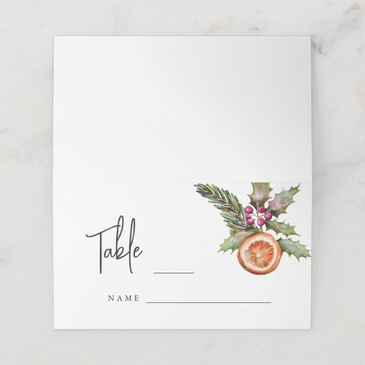 Winterbruiloft-tafelnummer Plaatskaartje (Buitenkant ongevouwen)