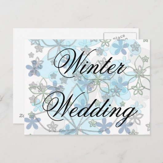 Winterbruiloft Uitnodiging Snowflakes (Voorkant / Achterkant)