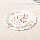 Winterbruiloft waterverf pijnboombessen kartonnen onderzetters (Gekanteld)