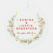 Winterbruiloft waterverf pijnboombessen metalen ornament (Voorkant)