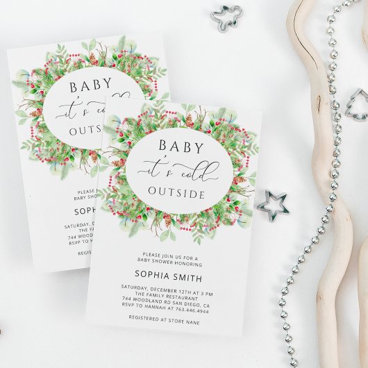Winterbruin is het koud buiten baby shower kaart