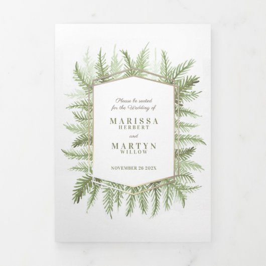 Winterbruine olijfgroene foto winterbruiloft drieluik programma (Cover)