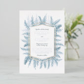 Winterbruine waterverf blauwe zilverbruiloft folie uitnodiging (Staand Voorkant)