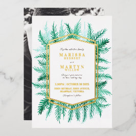 Winterbruine waterverf bruin goud folie uitnodiging