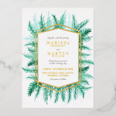 Winterbruine waterverf bruin goud folie uitnodiging (Voorkant)