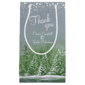 Winterbruinenbomen groene grijze kunst bedankt klein cadeauzakje (Voorkant)