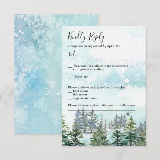 Winterbruinsneeuwbomen RSVP-kaart Kaart (Voorkant / Achterkant)