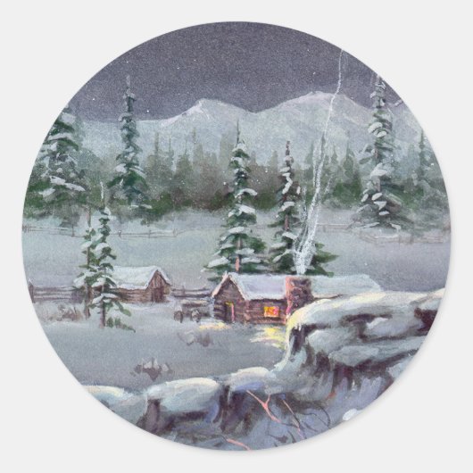 WINTERCABINE van SHARON SHARPE Ronde Sticker (Voorkant)