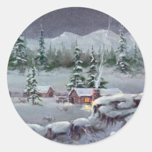 WINTERCABINE van SHARON SHARPE Ronde Sticker