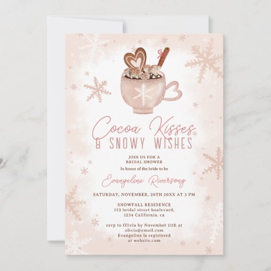 Wintercacao kisses chocolade sneeuw vrijgezellenfe kaart (Voorkant)